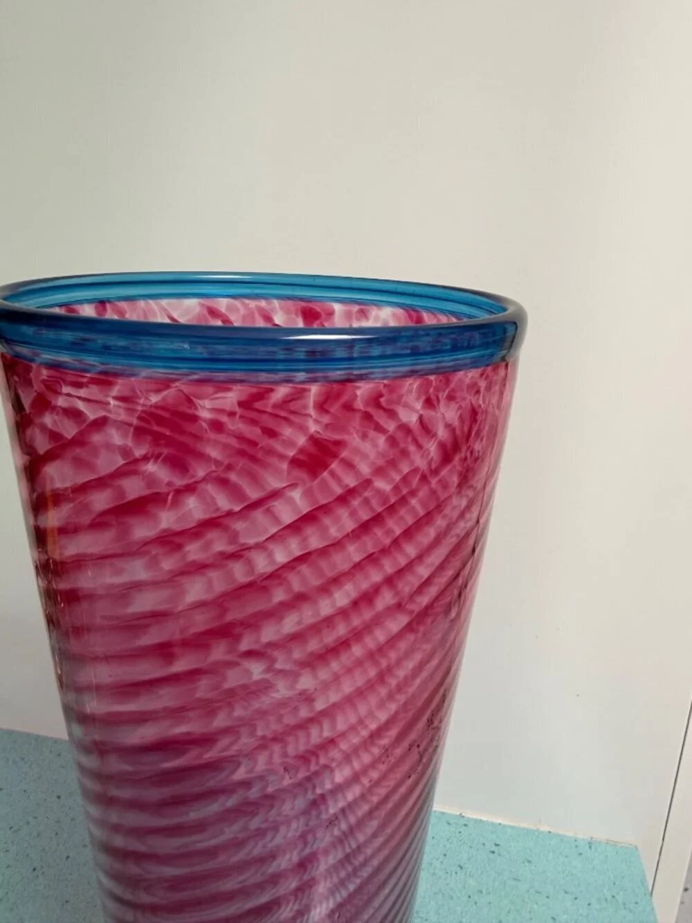 C.B. Glass Curtiss Brock 15 Inch Tall Studio Art Glass Vintage Large Vase Signed